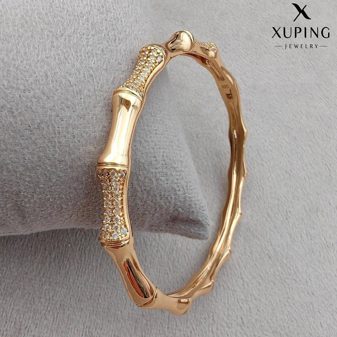 دستبند ژوپینگ طرح بامبو نگین دار