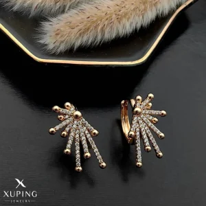 گوشواره ژوپینگ مدل آتش بازی نگین دار طرح طلا